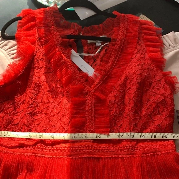 Adelyn Rae Red Lace Ruffle Mini Dress - Picture 7 of 8